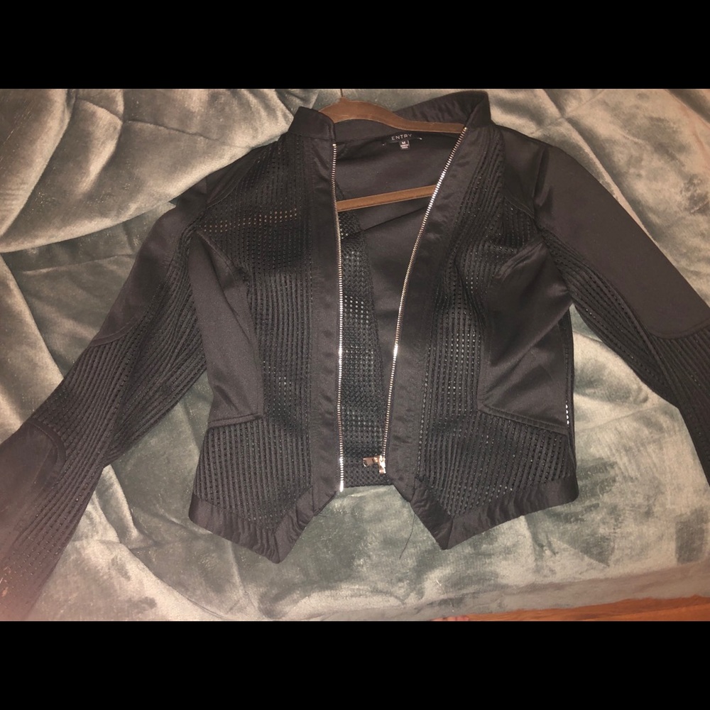 Super cute leather jacket with opening details